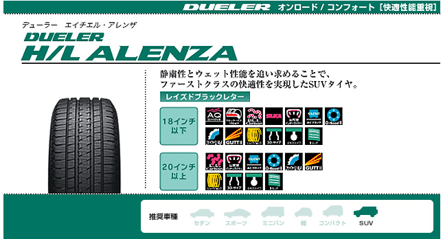 ブリヂストン デューラー H/L ALENZA 265/50R20 106V 商品説明イメージ