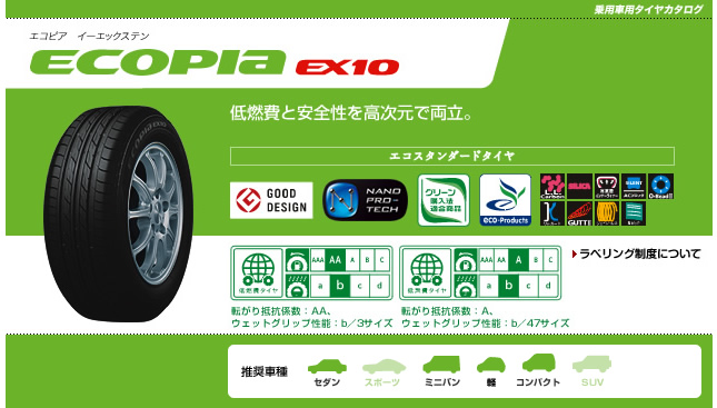 ブリヂストン エコピア EX10 245/45R18 96W 商品説明イメージ