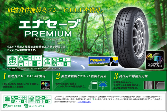 ダンロップ エナセーブ プレミアム 185/65R15 88H 商品説明イメージ