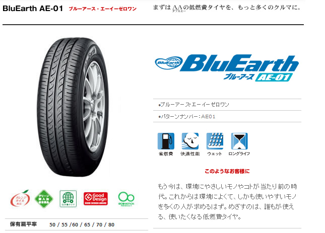 ヨコハマタイヤ ブルーアース AE-01 175/65R15 84S 商品説明イメージ